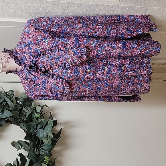 VTG | Multicolored Floral Print Blouse W/ Floppy Bow Tie - Picture 3 of 14